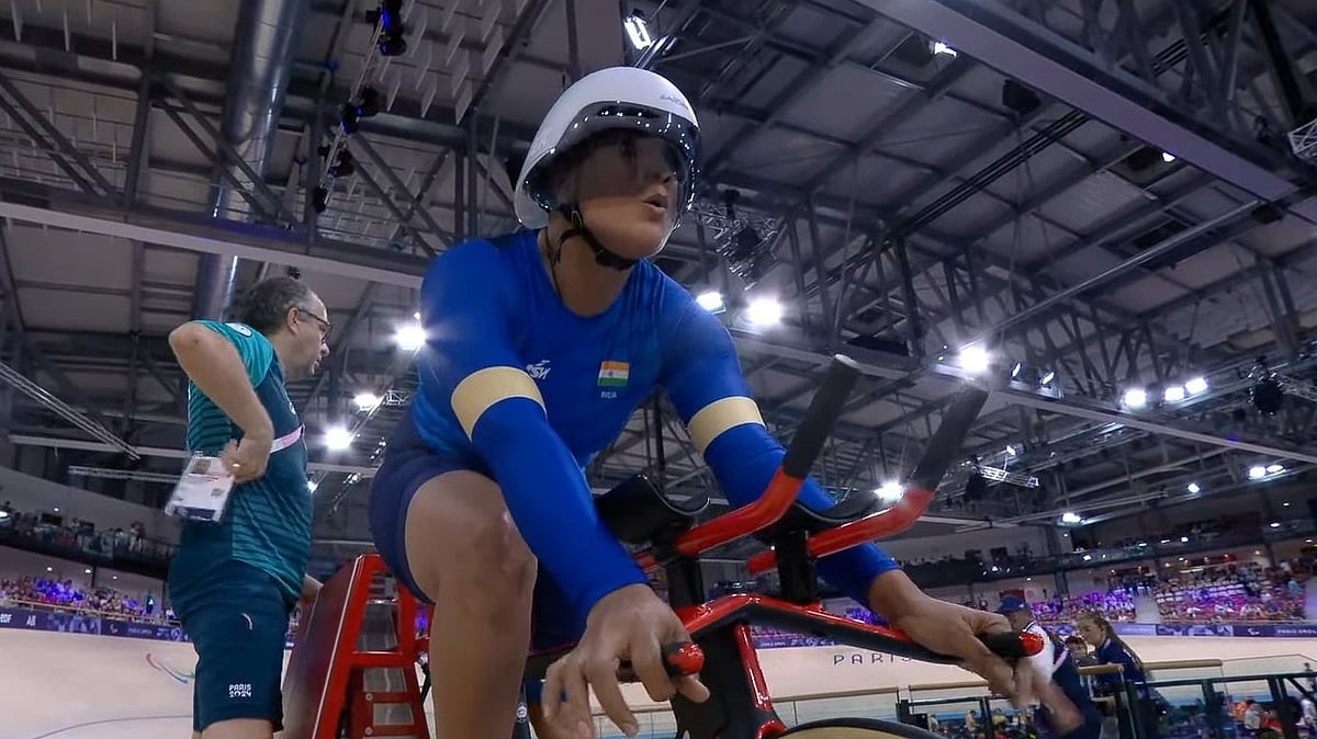 Photo: X | Khel Now : Indian para-cyclist Jyoti Gaderiya at Paris Paralympics 2024.